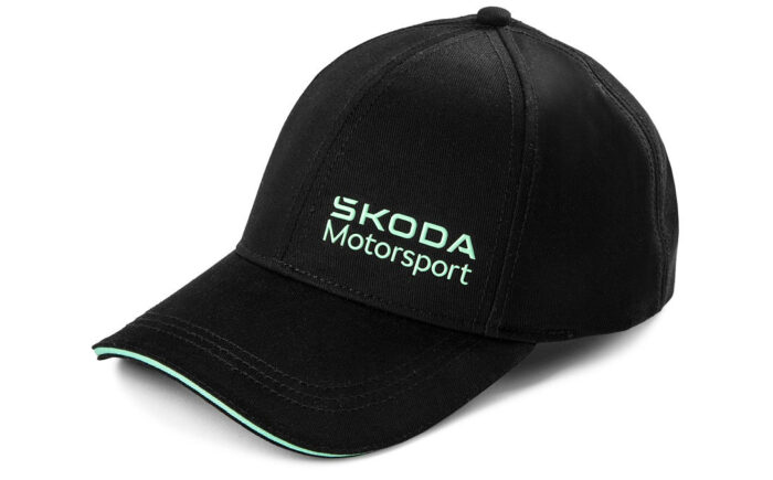 ŠKODA Motorsport fekete baseballsapka elektromos zöld logóval