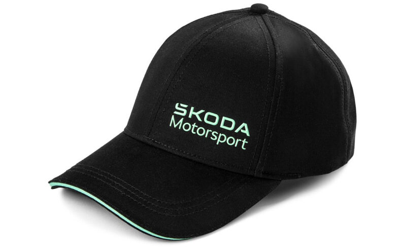 ŠKODA Motorsport fekete baseballsapka elektromos zöld logóval