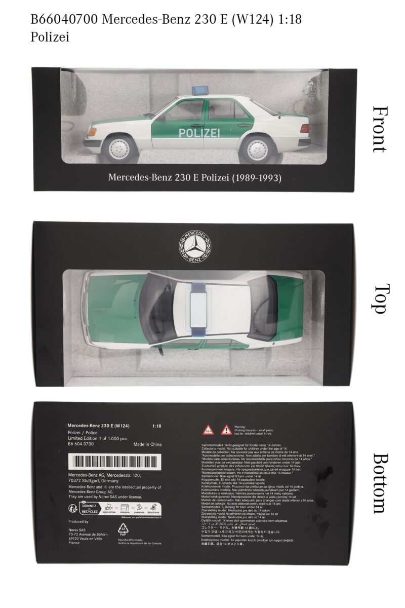 Mercedes 230 E W124 Rendőrautó Modellautó - Image 4