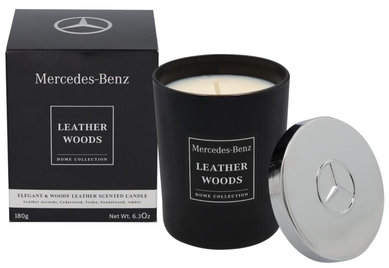 Mercedes Leather Woods illatgyertya 180g - Image 3